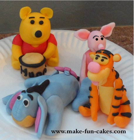 Cupcake Divinity Customised 3 tier 3D handmold Winnie the pooh theme Fondant  cake