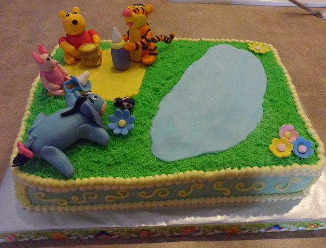 POOH BEAR BABY SHOWER EDIBLE IMAGE CAKE DECORATIONS